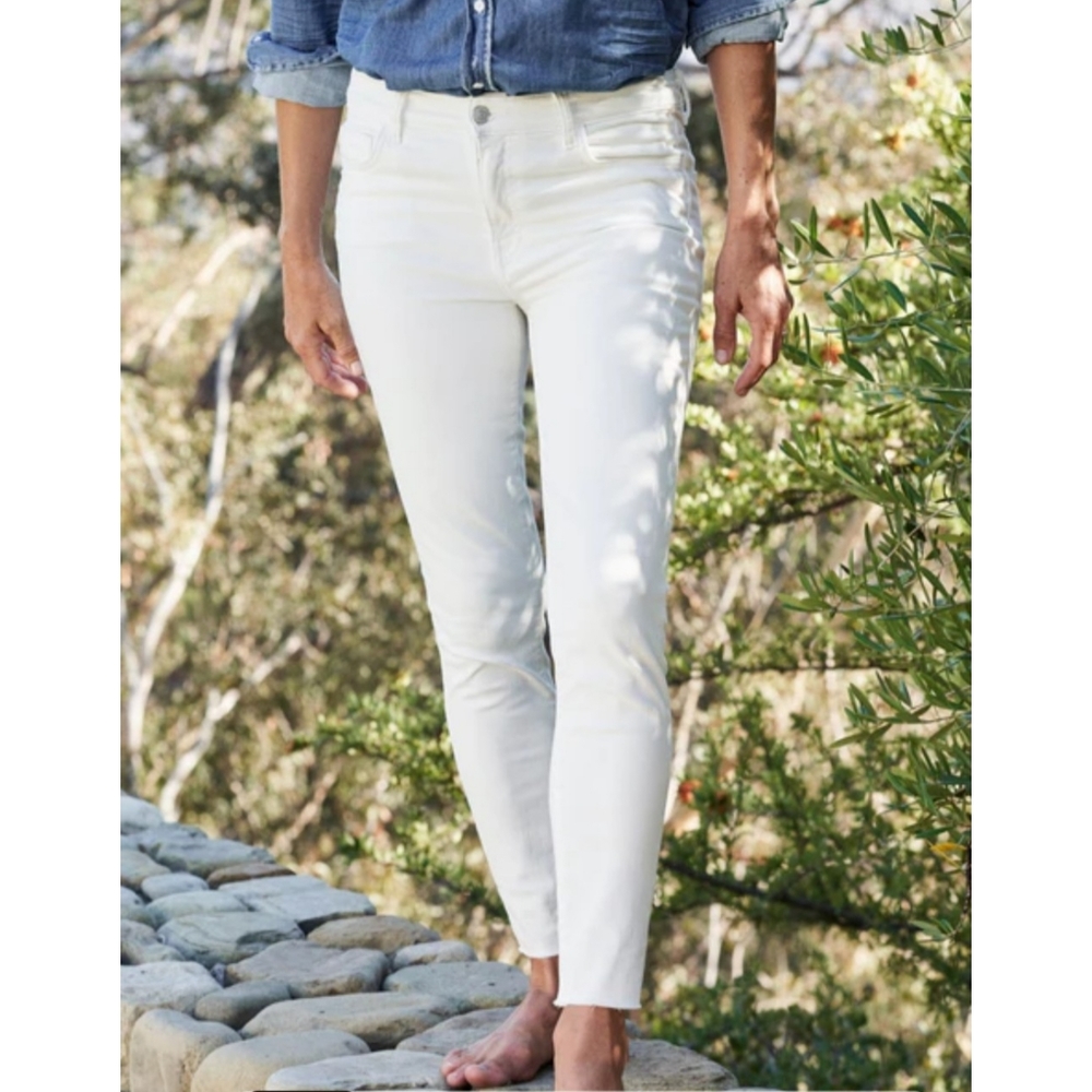 Frank & Eileen Cream High-Rise Slim Crop Jeans
